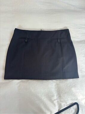 STAUD Black Mini Skirt with Buttoned Pocket Flaps